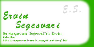 ervin segesvari business card